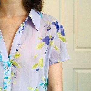 90s watercolor button up
